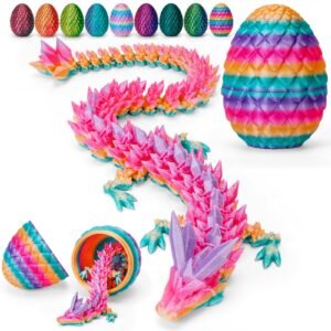 3D Printed Dragon with Surprise Egg,Surprise Dinosaur Eggs Fidget Toys for Kids, Birthdays, Halloween Christmas Decorations Gifts Indoor Outdoor for Girls Boys  (Random Rainbow)