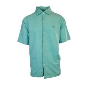 Tommy Bahama Men's Gentle Breeze Teal Green Shirt Logo Short Sleeve Button (S02)