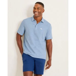 Tommy Bahama Men's Big & Tall Santa Rosa Gardens Five O'Clock Polo Shirt - Mystic Blue Heather