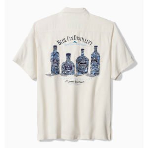 Tommy Bahama Men's Big & Tall Blue Fin Distillery Embroidered Silk Camp Shirt - Continental