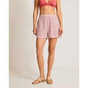 Tommy Bahama Shoreline Stripe Pull On Short Cover Up - Deep Sienna