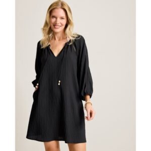 Tommy Bahama Beachy Woven Stripe Dress Cover Up - Black