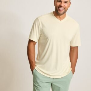 Tommy Bahama Men's IslandZone Bay Stripe V-Neck T-Shirt - Vanilla Ice