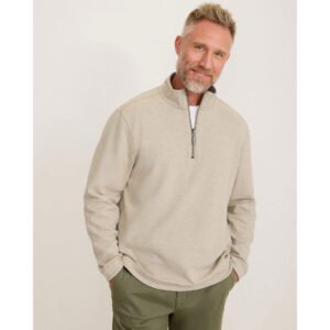 Tommy Bahama Men's Flipview Half Zip Pullover Sweater - Cobblestone Heather