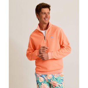 Tommy Bahama Men's Montego Bay Half Zip Pullover Sweater - Bright Peach