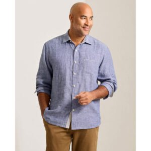 Tommy Bahama Men's Paradise Breezer Linen Sport Shirt - Island Navy