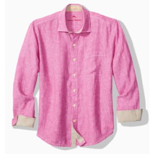 Tommy Bahama Men's Paradise Breezer Linen Sport Shirt - Pink Umbrella