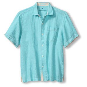 Tommy Bahama Men's Paradise Breezer Linen Short Sleeve Camp Shirt - Blue Radiance