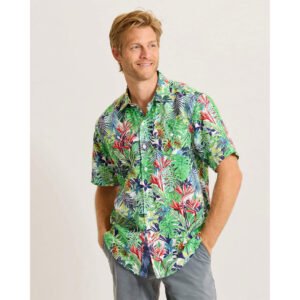 Tommy Bahama Men's Sand Linen Verde Gardens Camp Shirt - Vibrant Green