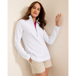 Tommy Bahama Women's New Aruba Half Zip Sweatshirt - White