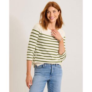 Tommy Bahama Women's Bahama Bliss Stripe 3/4 Sleeve Top - Coconut