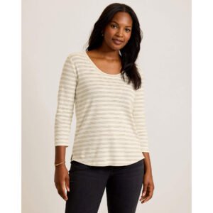 Tommy Bahama Women's Ashby Isles Metallic Stripe T-Shirt - Coconut