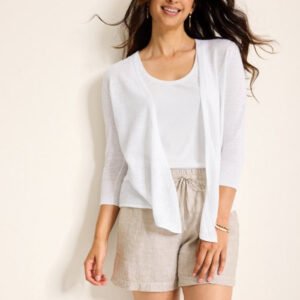 Tommy Bahama Women's Addison Linen Rayon Cardigan - White