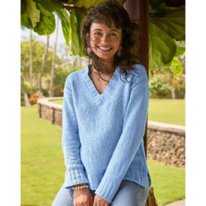 Tommy Bahama Women's Malibu Chenille V-Neck Top - Light Sky